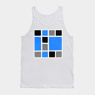 Inverted Blue Gray Black Geometric Abstract Acrylic Painting Tank Top